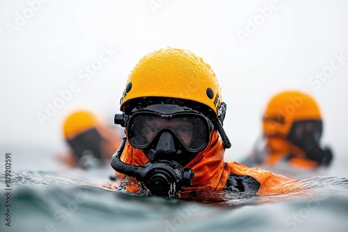 Rescue divers conduct underwater search for missing person in challenging conditions
