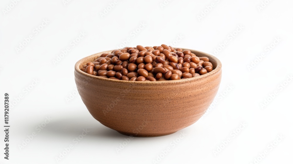 Baked beans in a small bowl, isolated on a bright white background Baked beans in a small bowl, isolated on a bright white background