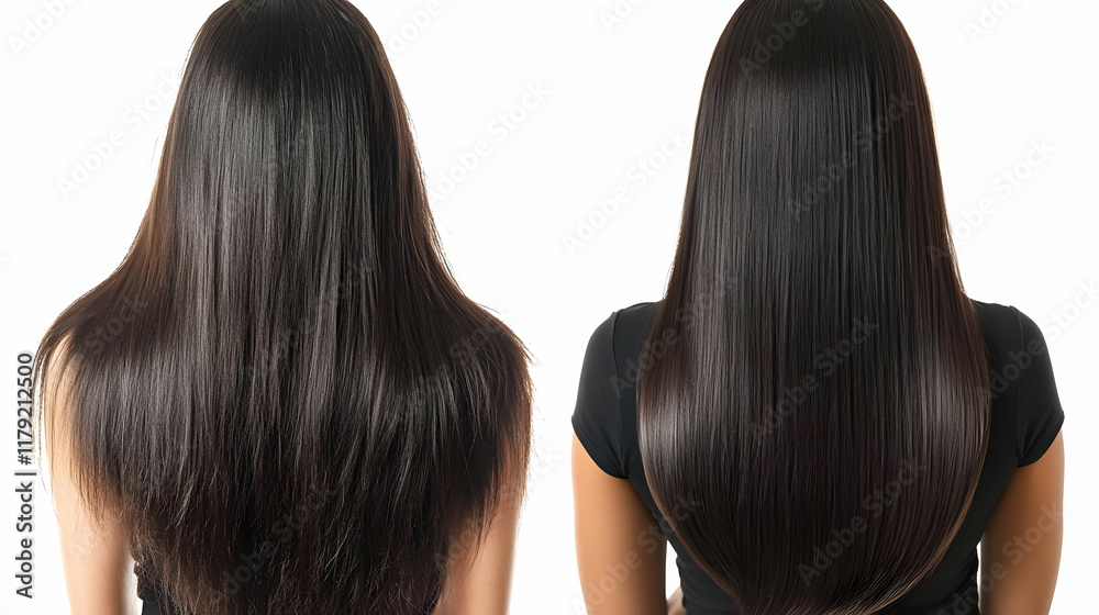 Before & After Hair Treatment: Woman Shows Off Smooth, Shiny, Straight Black Hair Beautifully Before & After Hair Treatment: Woman Shows Off Smooth, Shiny, Straight Black Hair Beautifully