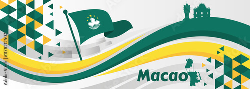 Tableau sur toile Macau happy national day greeting card, banner vector illustration