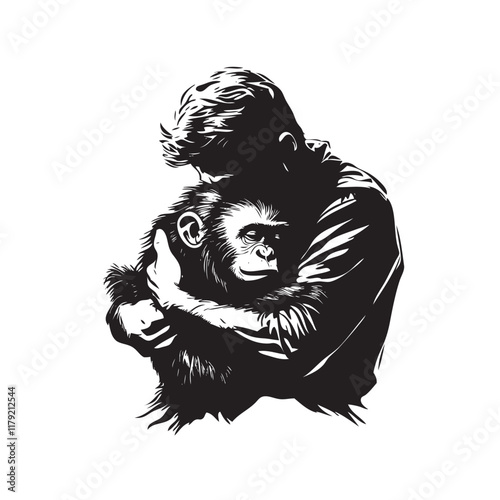 man hug monkey