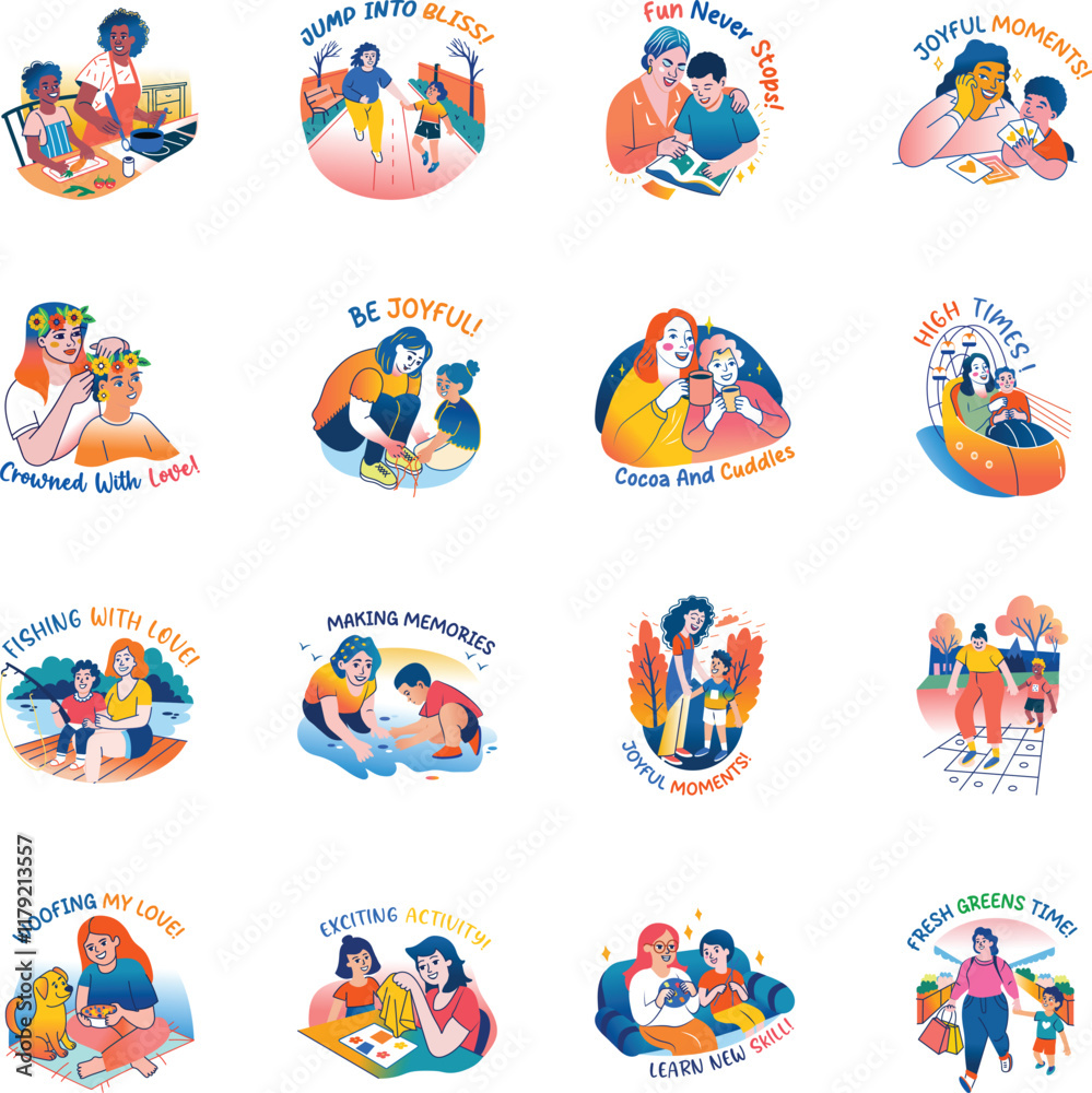 Set of Flat Style Mother Day Wishes Stickers
Set of Flat Style Mother Day Wishes Stickers
