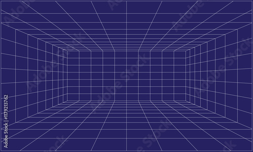 arrière-plan Abstrait vierge filaire futuriste boîte vide. Technologie spatiale du réseau.
