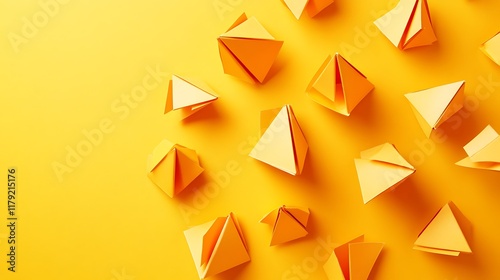 Free Download Yellow Paper Pyramids Scattered on Yellow Background - GFXLoad