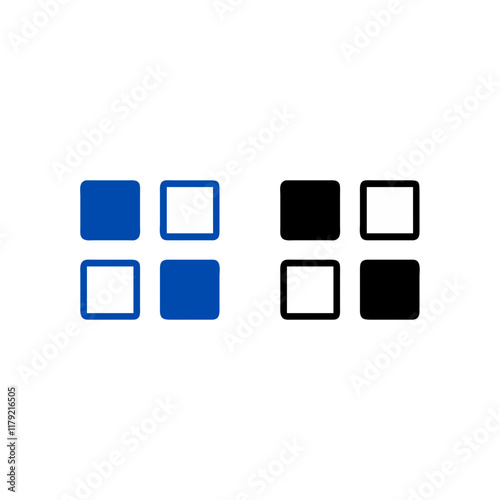 an icon sheet featuring a dashboard, symbolizing content management systems and the easy organization of web content in colored and black versions