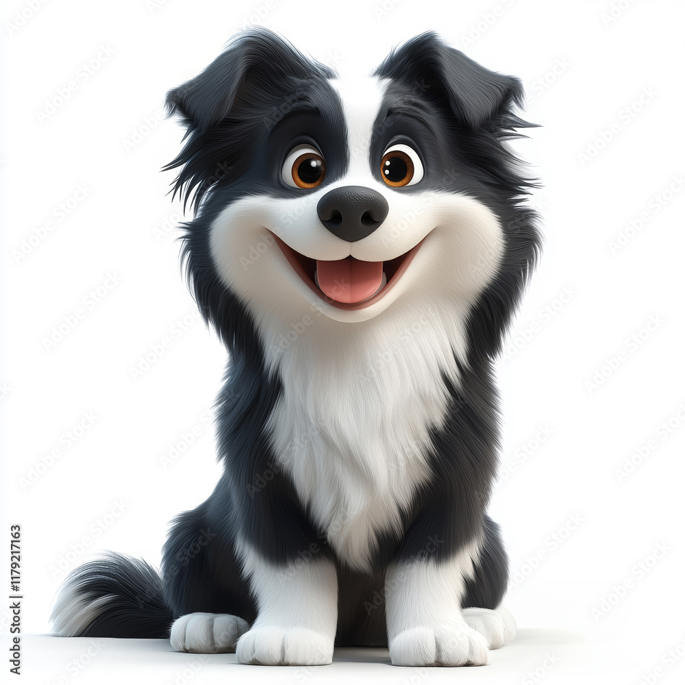 Fototapeta premium Happy Animated Dog With Large Expressive Eyes and Fluffy Fur