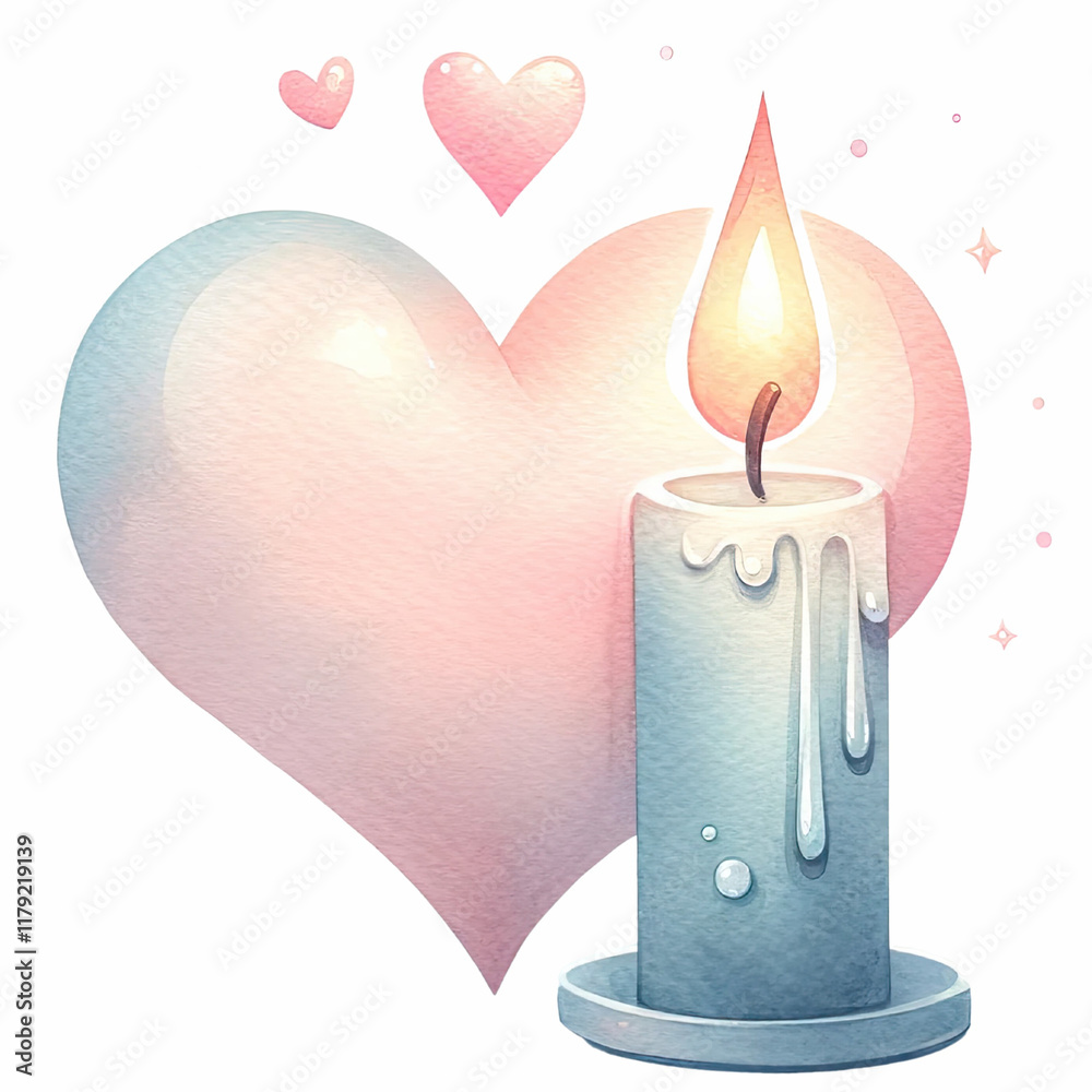 heart shaped candle with glowing flame, surrounded by soft pink hearts, creates warm and romantic atmosphere heart shaped candle with glowing flame, surrounded by soft pink hearts, creates warm and romantic atmosphere