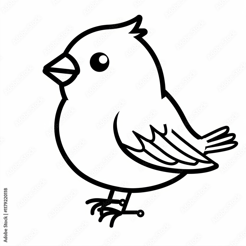 Cute Canary Vector Logo Design in Black and White Outline Cute Canary Vector Logo Design in Black and White Outline