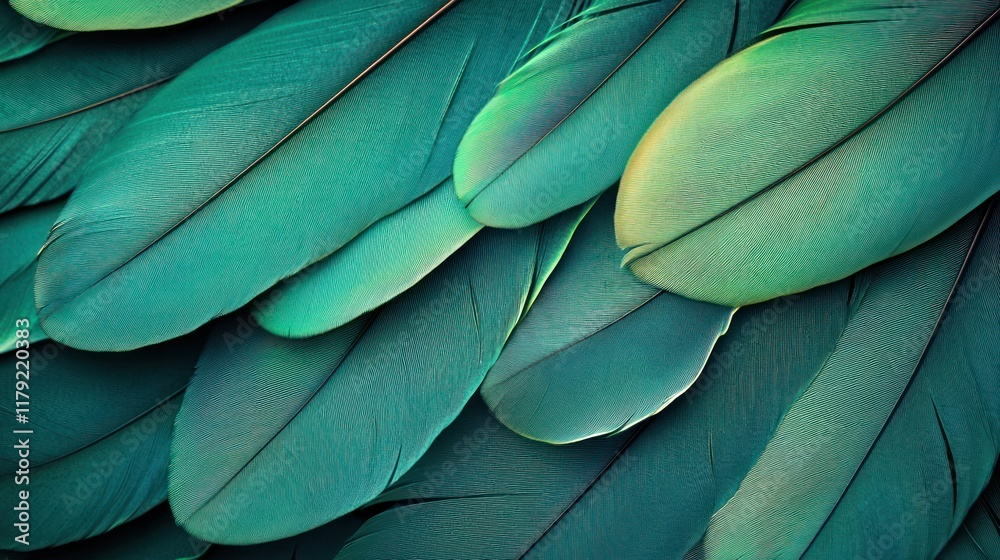Obraz premium Teal Paradise: A Stunning Close-Up of Vibrant Bird Feathers