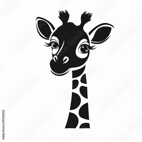 Cute Giraffe Vector Logo With Playful Expression and Simple Outline photo