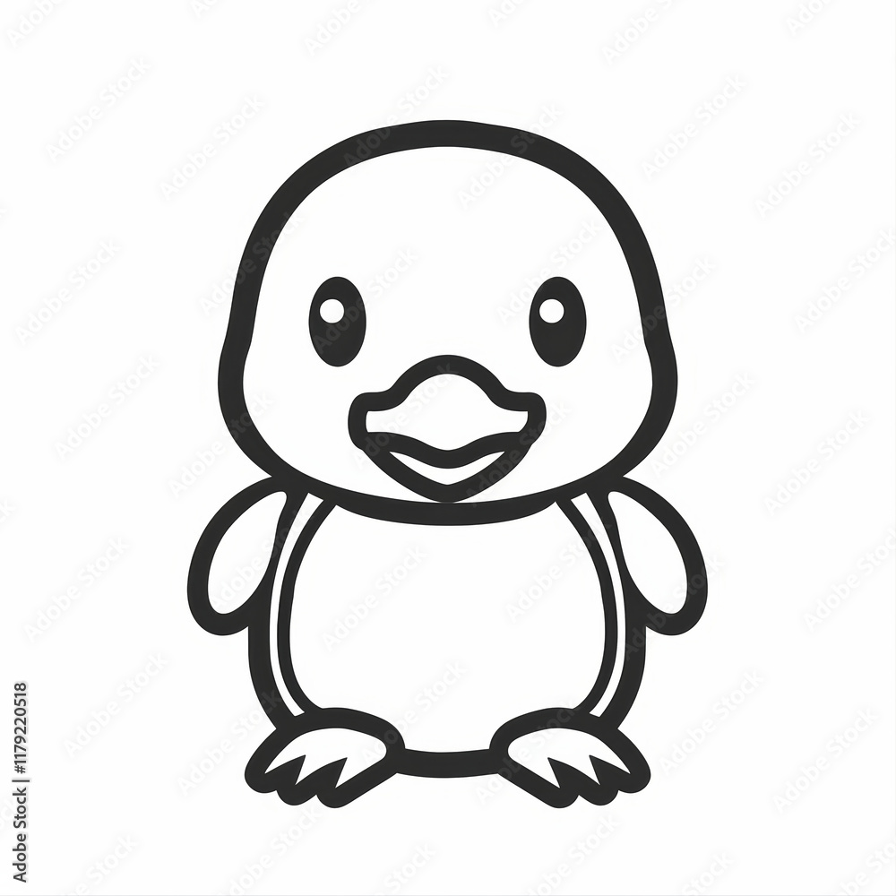 Cute Platypus Vector Logo Design in Black and White Outline Cute Platypus Vector Logo Design in Black and White Outline