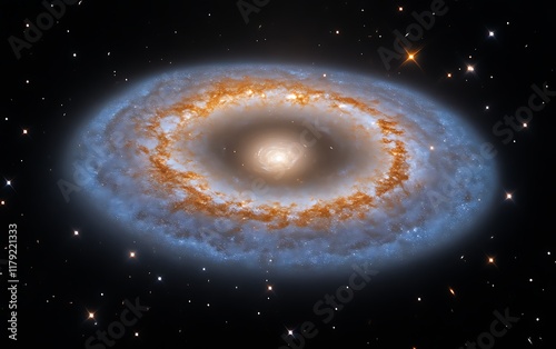 Ring galaxy with central bulge and dust lanes. photo