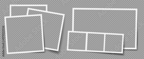 Photo frame template with transparent background, featuring a vintage picture and realistic photograph.