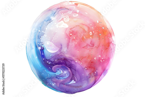 Soap bubble watercolor cut out isolated on white photo