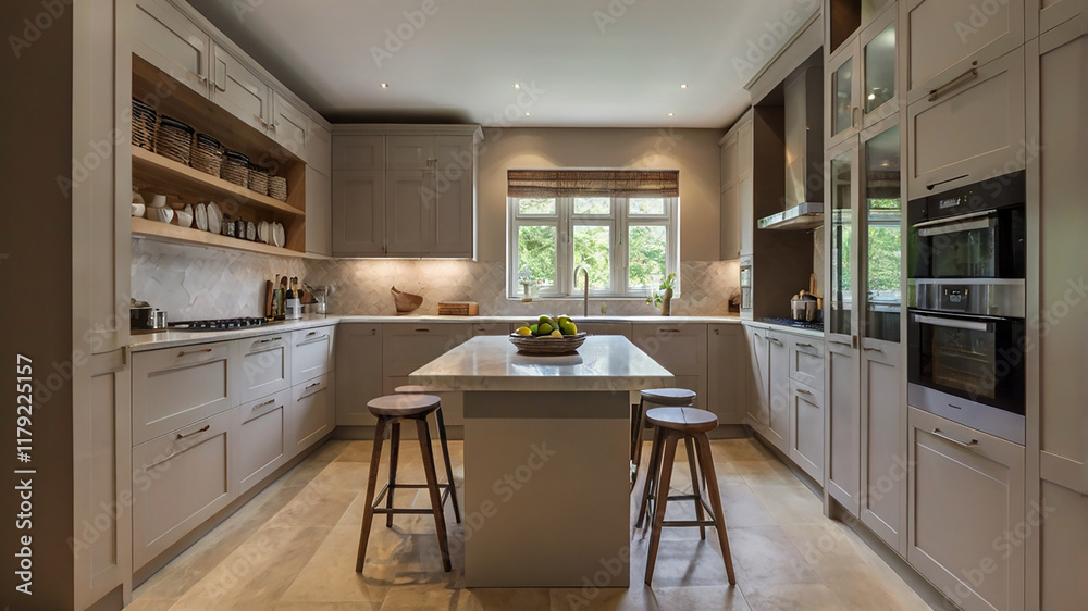 Long narrow fitted kitchen interior Long narrow fitted kitchen interior