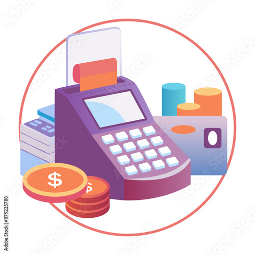 Pos payment machine illustration in flat style 

