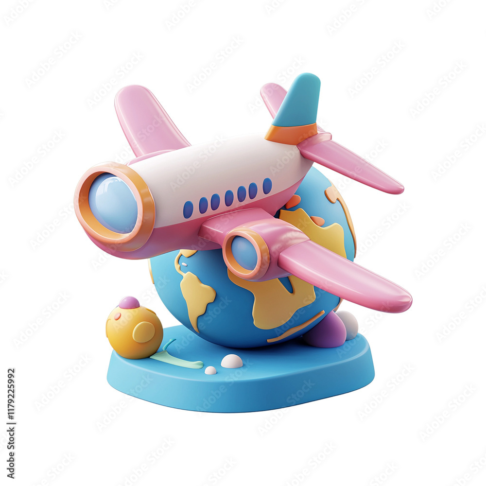 Fototapeta premium 3d cute cartoon game ui icon a airplane overlay png