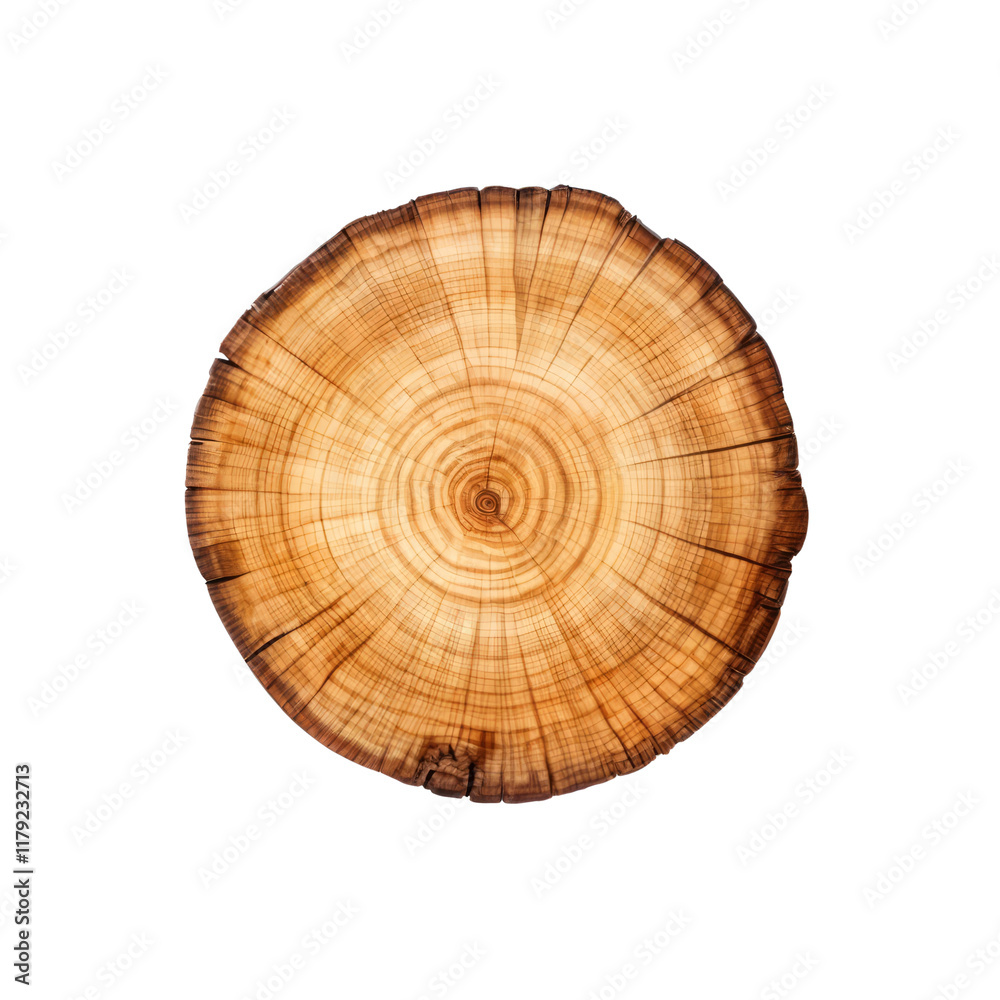 Fototapeta premium Tree Rings Texture: Cross-section of a tree trunk, showcasing intricate growth rings and natural wood texture. Perfect for rustic designs, nature-inspired projects, and adding an organic touch. 