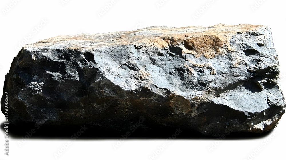 Large Dark Gray and Brown Rock Isolated on White Background with Shadow Large Dark Gray and Brown Rock Isolated on White Background with Shadow