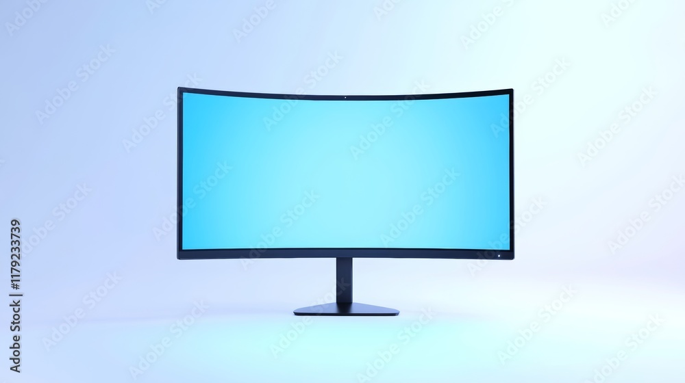 Curved 4K monitor with adjustable stand, isolated on a clean white background Curved 4K monitor with adjustable stand, isolated on a clean white background