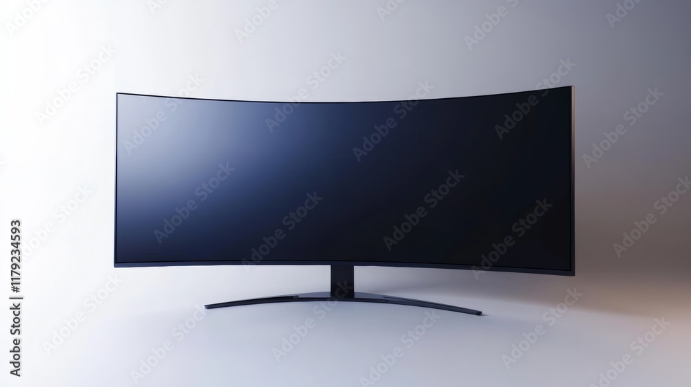 Curved monitor screen, sleek and futuristic, isolated on a plain white background Curved monitor screen, sleek and futuristic, isolated on a plain white background