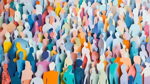 Colorful Paper Crowd: A Whimsical Collage of Diverse Individuals
