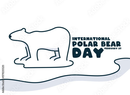 International Polar Bear Day. February 27. Line design. Abstract background. Poster, banner, card, background.