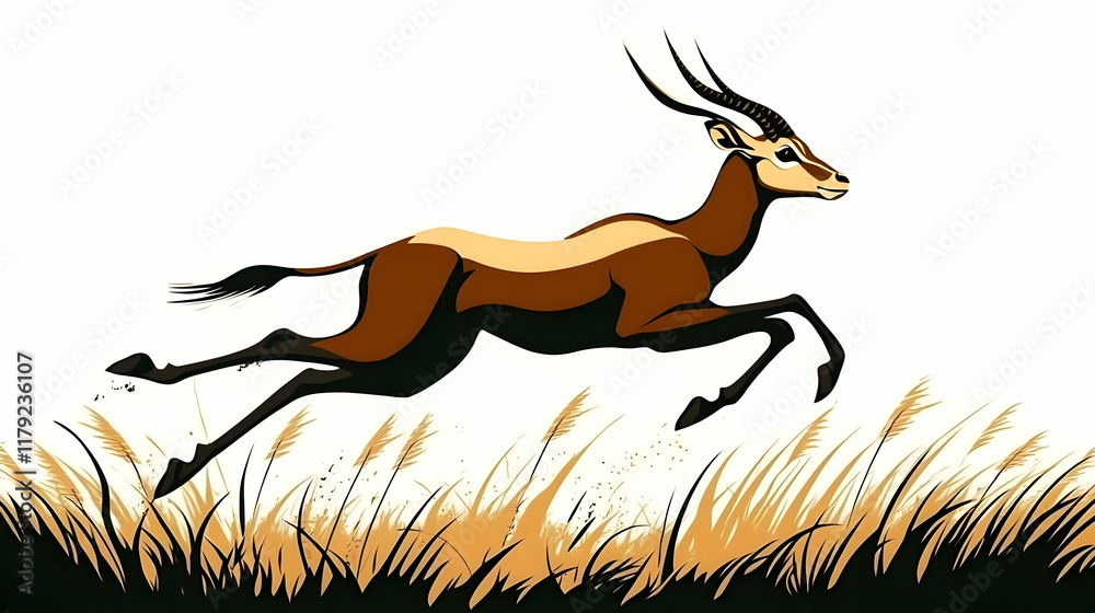 A Graceful Gazelle Leaps Over Tall Grass with Elegance and Speed A Graceful Gazelle Leaps Over Tall Grass with Elegance and Speed