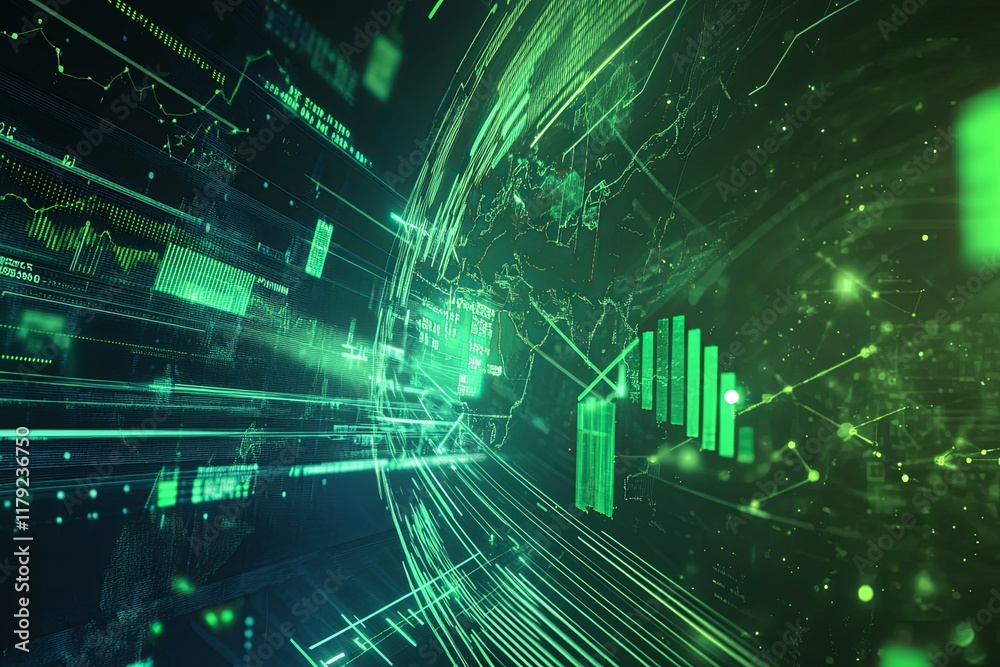 Global Data Streams: A Vibrant Green Network Visualization Global Data Streams: A Vibrant Green Network Visualization