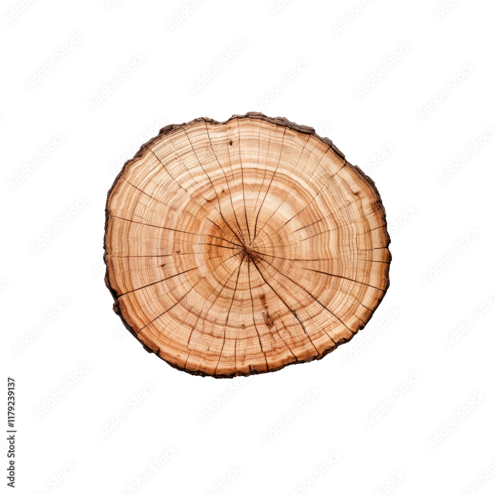 Obraz premium Tree Rings: A cross-section of a tree trunk, revealing its intricate growth rings. A detailed texture study in natural wood grain. 