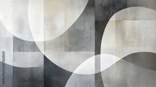 Abstract Grey and White Curvilinear Geometric Art photo