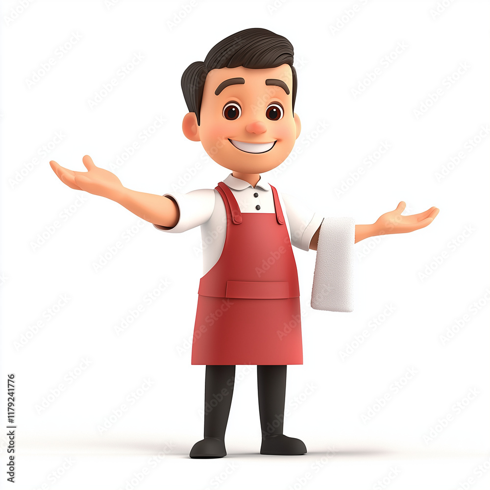 The cartoon illustration of waiter and waitress for restaurant The cartoon illustration of waiter and waitress for restaurant