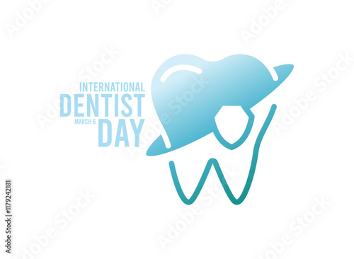 International Dentist Day. March 6. Abstract tooth icon. Gradient. White background. Poster, banner, card.