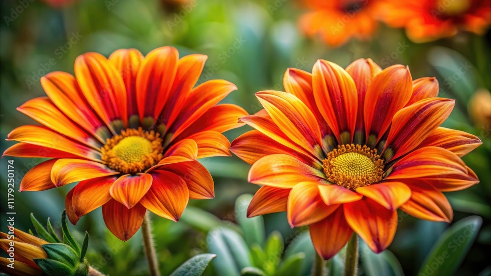 Abstract Gazania Rigens Flowers in Orange Hue with Copy Space for Text Overlay, Ideal for Backgrounds, Floral Designs, and Nature Themes Abstract Gazania Rigens Flowers in Orange Hue with Copy Space for Text Overlay, Ideal for Backgrounds, Floral Designs, and Nature Themes