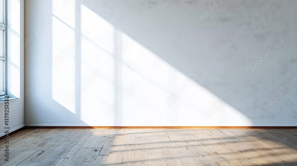 Couple Preparing to Move Out of Bright Empty Room with Sunlight Streaming Through Windows on Wooden Floor and White Wall