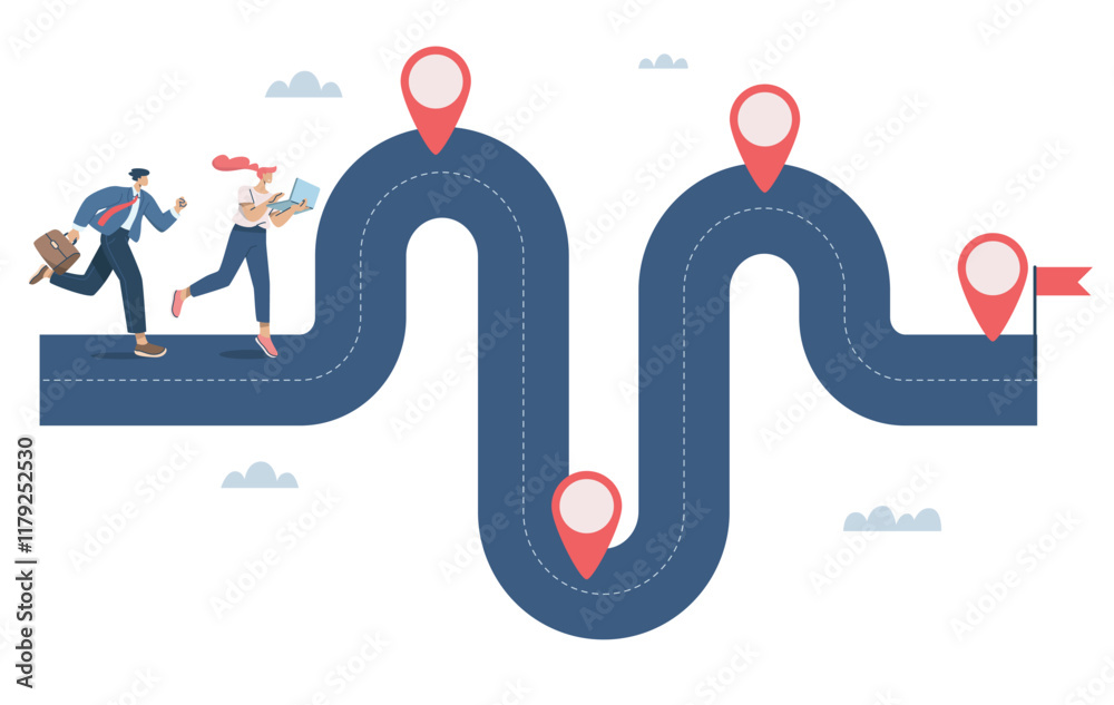 Φωτογραφία Business team running work on project timeline, Roadmap, Project planning, Progress in business, Key route map with action plans, Timeline to success, Operational Procedure Report