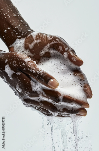 Close-up of washing hands