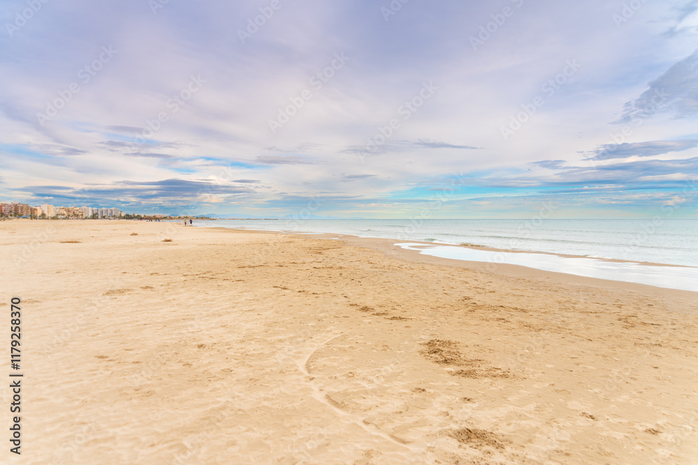 Port of Sagunt beach Spain Valencia in winter Port of Sagunt beach Spain Valencia in winter