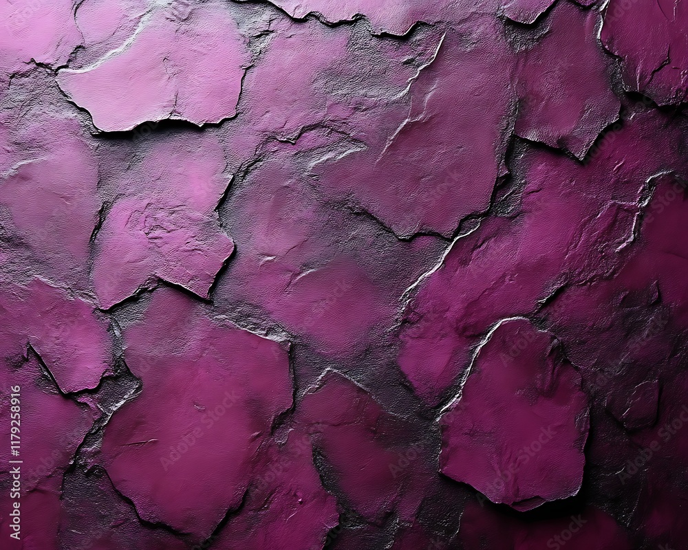 Fototapeta premium Dark pink textured wall with irregular stone shapes.