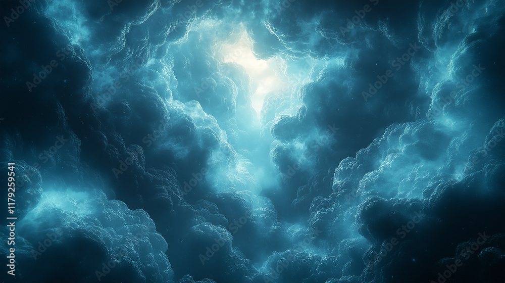 Dramatic turbulent clouds forming in a moody blue sky. Dramatic turbulent clouds forming in a moody blue sky.