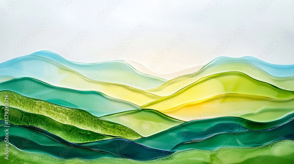 Obraz premium Colorful layered landscape in glass art style