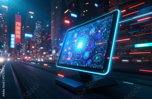 Technology screen with abstract high speed technology POV motion blur
