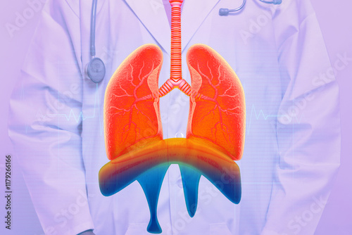 Chronic obstructive pulmonary disease, respiratory diseases, 3d illustration