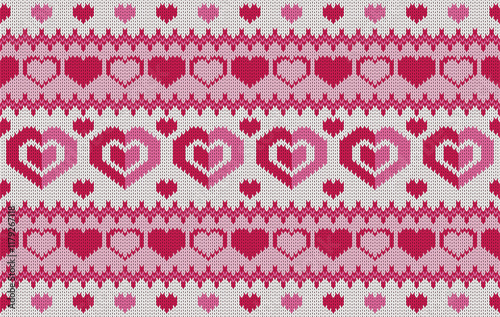 Knitted pattern seamless fabric Valentine day. traditional knitted pattern vector heart style. Designed for fabric ,background ,wallpaper ,valentine ,clothing ,knitted pattern ,embroidery ,textile