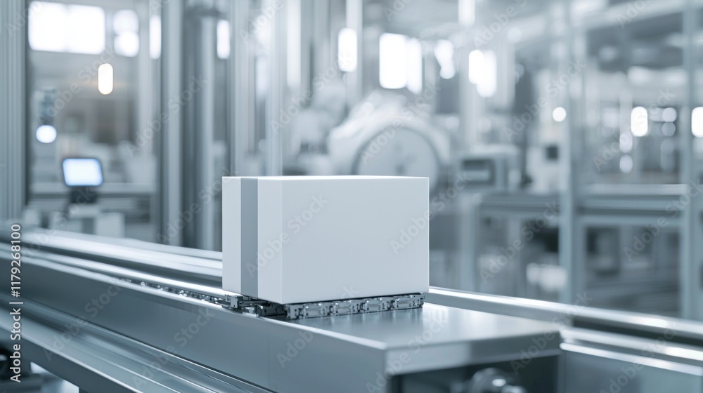 Factory Automation: A White Box on a Conveyor Belt Factory Automation: A White Box on a Conveyor Belt