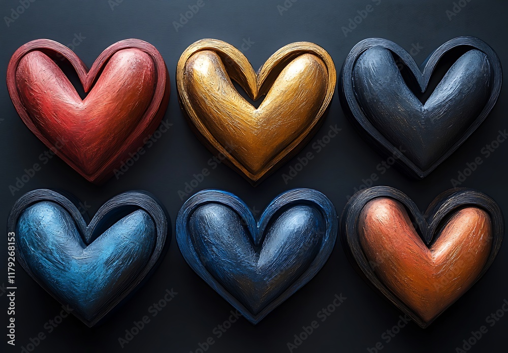 Fototapeta premium A Group of Colorful Hearts