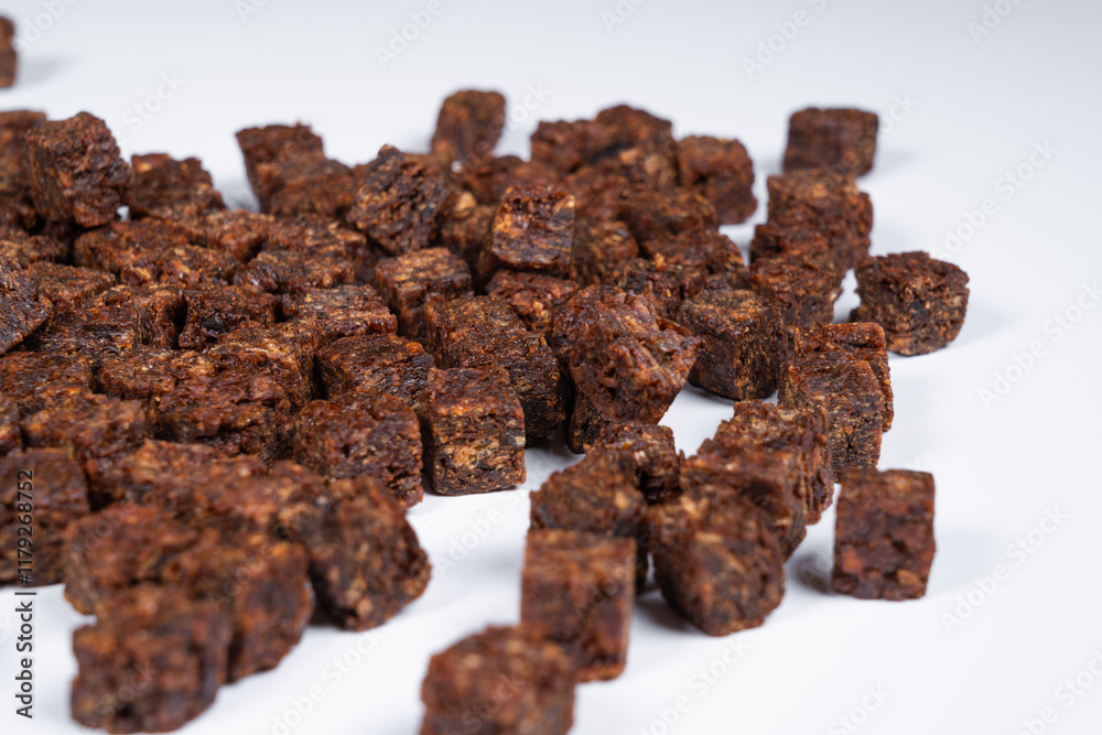 Cubes of spicy beef jerky Cubes of spicy beef jerky