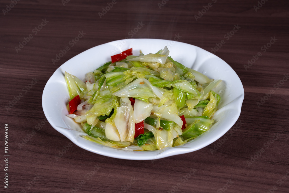 Pickled pepper and lotus flower white on a plate Pickled pepper and lotus flower white on a plate