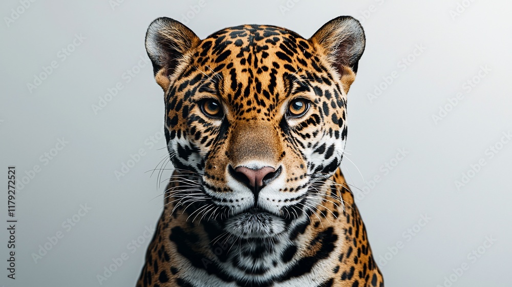 Obraz premium Close-up portrait of a jaguar facing the camera.