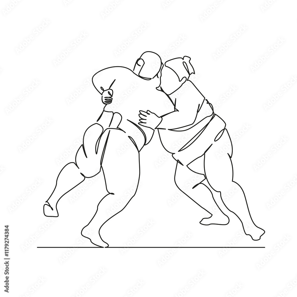One continuous single drawing line art flat doodle sumo, fight between two sumo wrestlers, sport, religion, betting, japan. Isolated image hand draw contour on a white background, hand drawn, not AI One continuous single drawing line art flat doodle sumo, fight between two sumo wrestlers, sport, religion, betting, japan. Isolated image hand draw contour on a white background, hand drawn, not AI